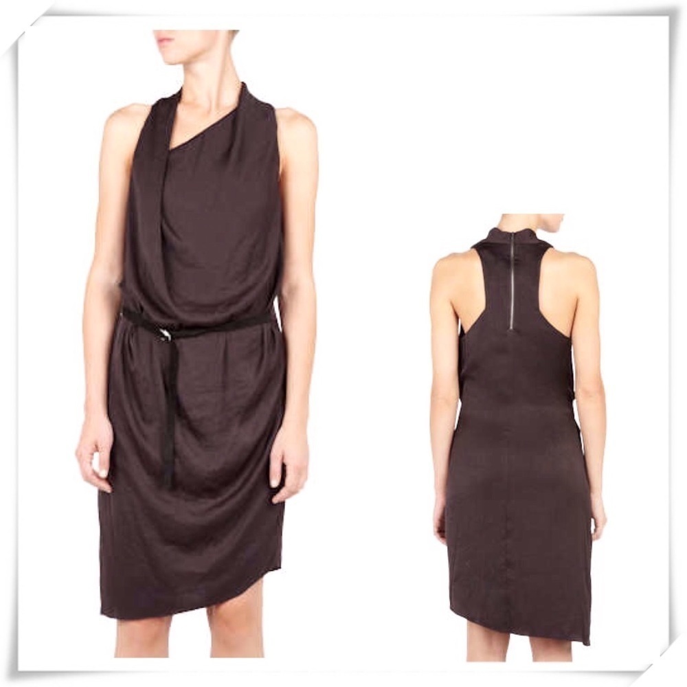 Helmut Lang Draped Dress Light Brown